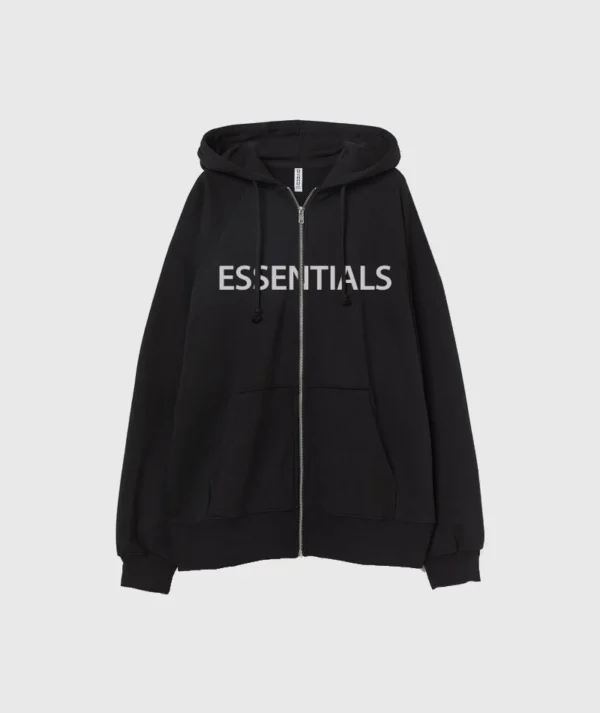 Essentials Oversized Zip-Through Hoodie Black