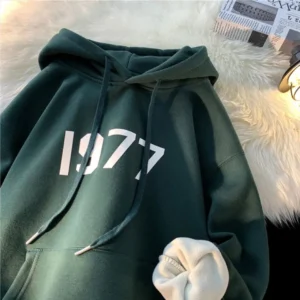 1977 Casual Green Hoodie