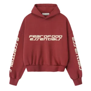 Cropped Relaxed Hoodie Crimson