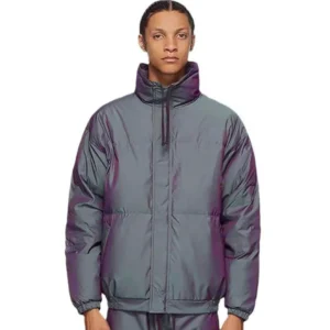 Grey Iridescent Puffer Jacket