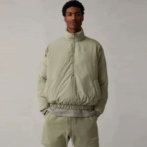 Half Zip Satin Pullover Jacket