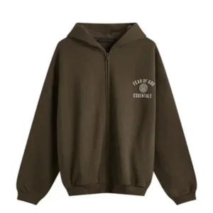 Heavy Fleece Full Zipper Hoodie Brown