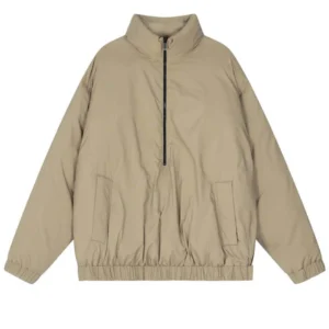 Nylon Filled Halfzip Beige Jacket