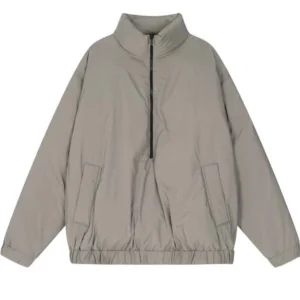 Nylon Filled Halfzip Brown Jacket
