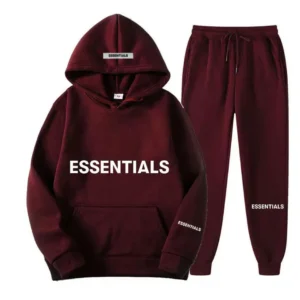 Spring Hooded Wine Red Tracksuit